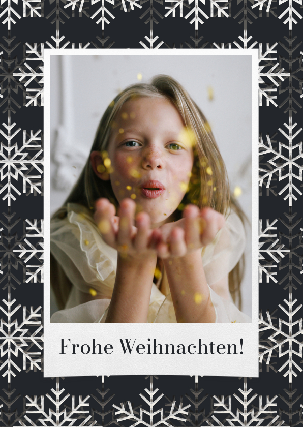 Weihnachtskarten - Fotokarte 'Frohe Weihnachten' Schneekristalle