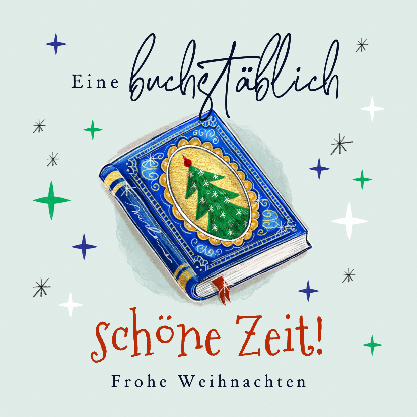 Weihnachtskarten - Grußkarte 'buchstäblich schöne Weihnachten' 