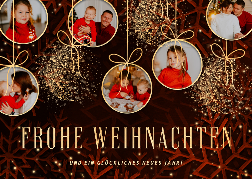 Weihnachtskarten - Grußkarte Weihnachten Weihnachtskugeln mit Fotos