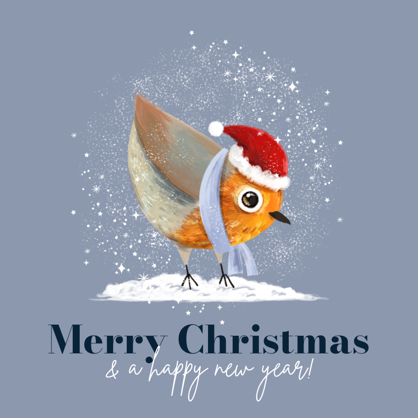 Weihnachtskarten - Liebevolle Weihnachtskarte Rotkelchen