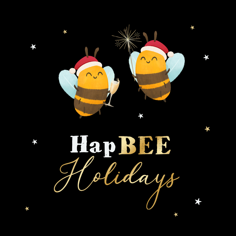 Weihnachtskarten - Lustige Weihnachtskarte 'Hapbee Holidays' Bienen 