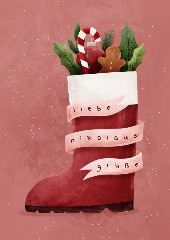 Weihnachtskarten - Nikolauskarte mit Nikolausstiefel