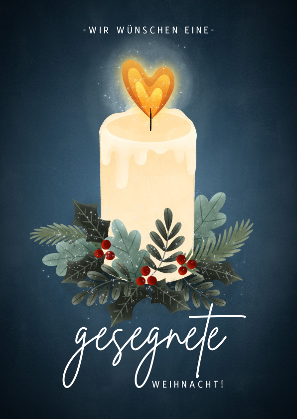 Weihnachtskarten - Stilvolle Weihnachtskarte gesegnete Weihnacht mit Kerze