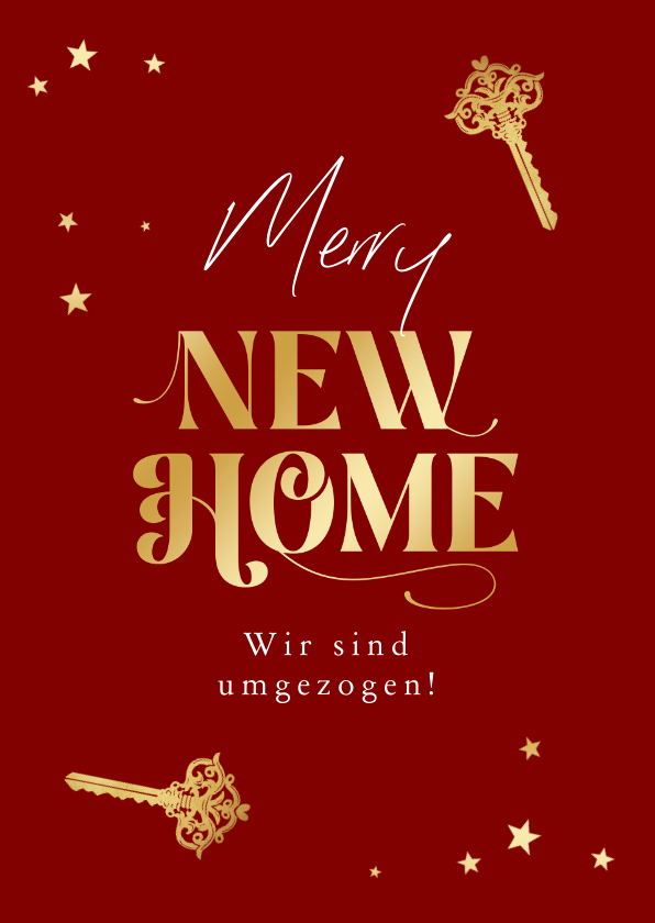 Weihnachtskarten - Umzug zu Weihnachten Schlüssel 'Merry new home'