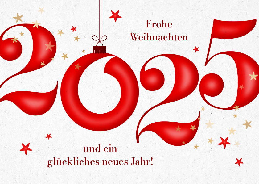 Weihnachtskarten - Weihnachts-/Neujahrskarte 2025 mit Weihnachtskugel