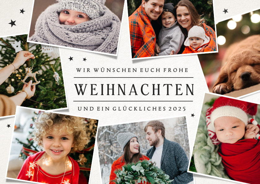 Weihnachtskarten - Weihnachtsgrußkarte Collage eigene Fotos