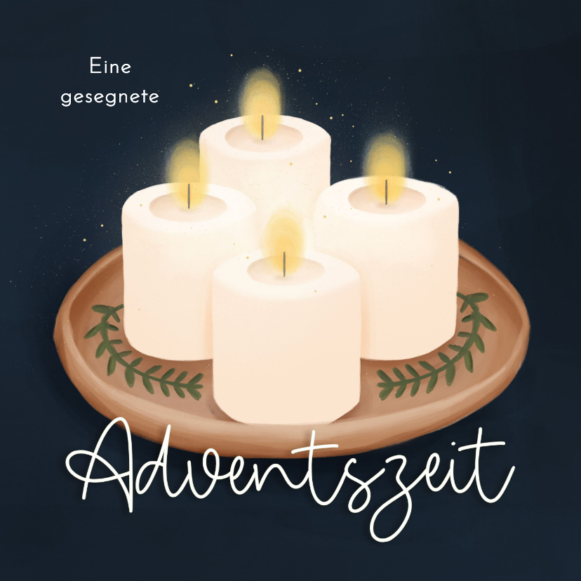 Weihnachtskarten - Weihnachtskarte 4 weiße Kerzen Adventszeit