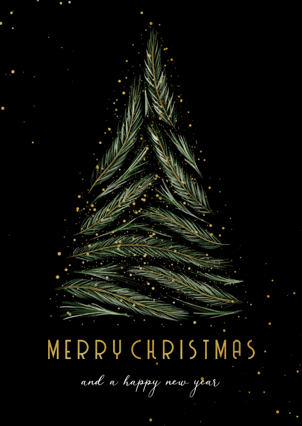 Weihnachtskarten - Weihnachtskarte Baum aus Zweigen 'Merry Christmas' 