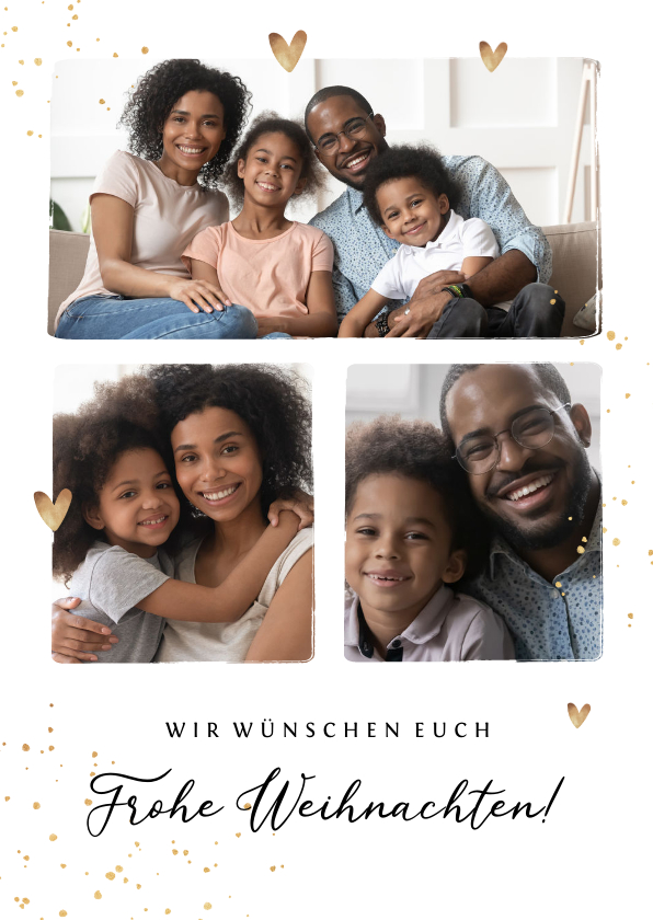 Weihnachtskarten - Weihnachtskarte drei Fotos & Herzchen