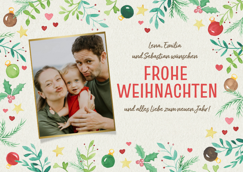 Weihnachtskarten - Weihnachtskarte Foto fröhliche Weihnachtssymbole