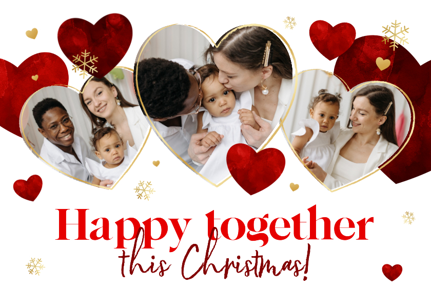 Weihnachtskarten - Weihnachtskarte Fotoherzen 'Happy together'