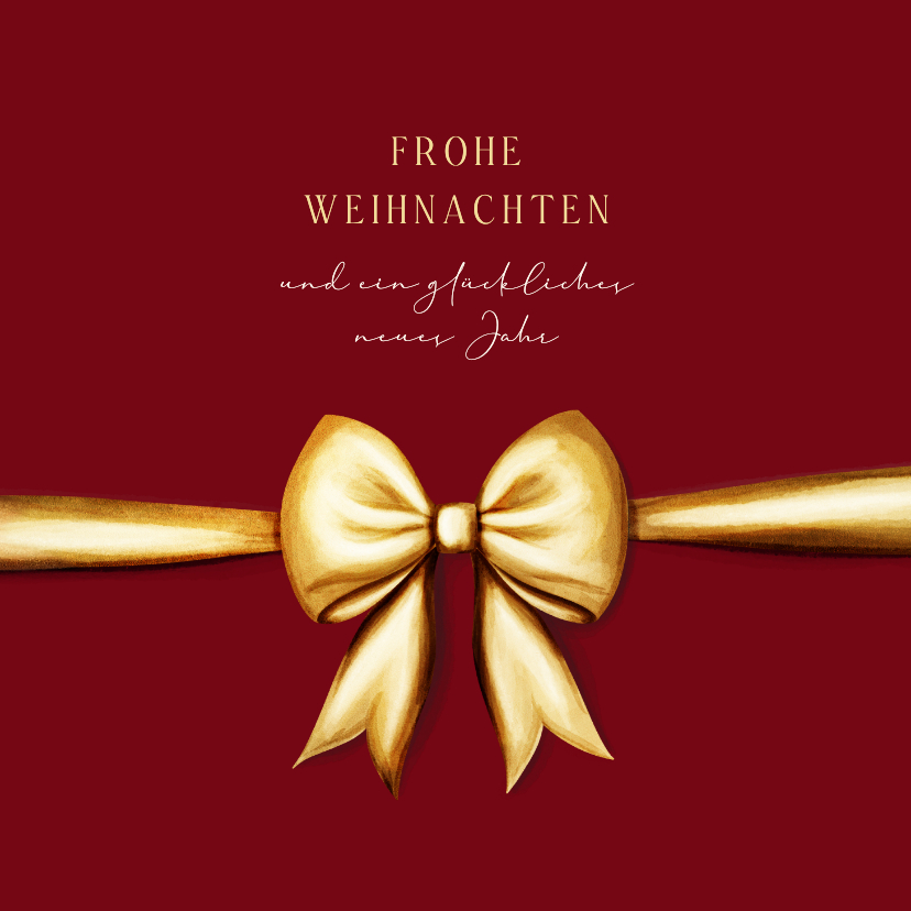 Weihnachtskarten - Weihnachtskarte goldene Geschenkschleife klassisch