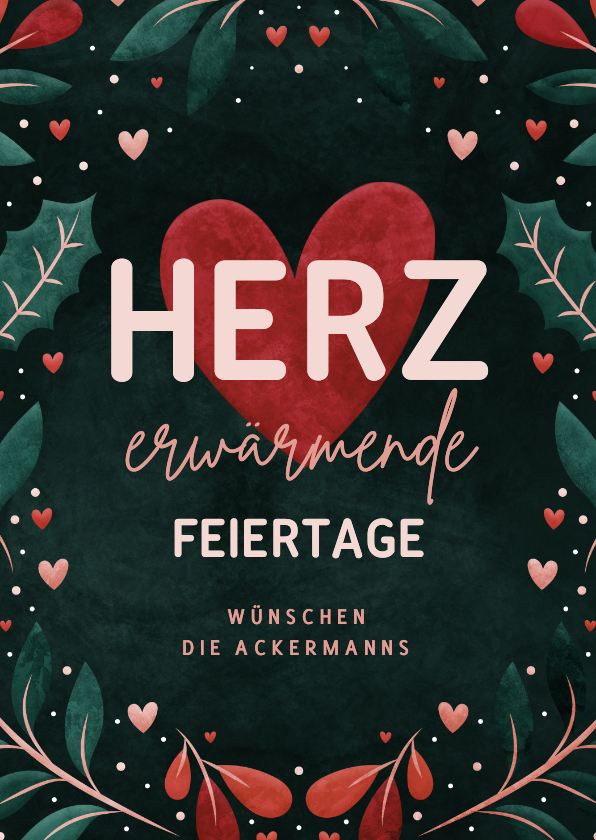 Weihnachtskarten - Weihnachtskarte 'Herzerwärmende Feiertage'