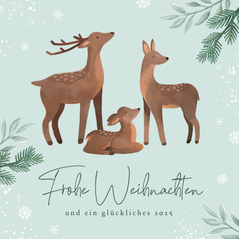 Weihnachtskarten - Weihnachtskarte Hirschfamilie