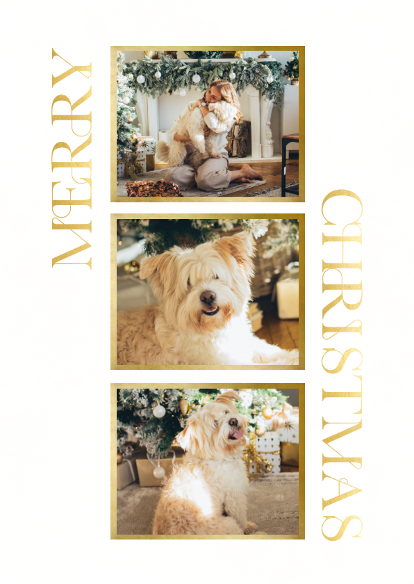 Weihnachtskarten - Weihnachtskarte mit Fotocollage 'Merry Christmas' Goldlook