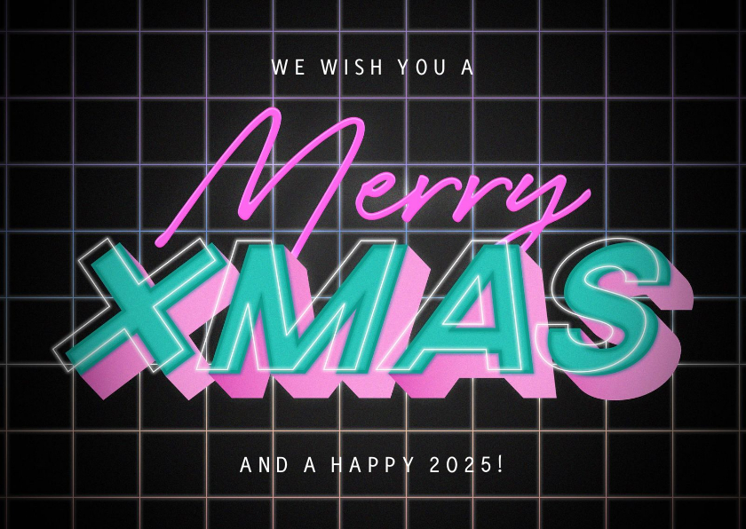 Weihnachtskarten - Weihnachtskarte Neonlook 'Merry XMAS'