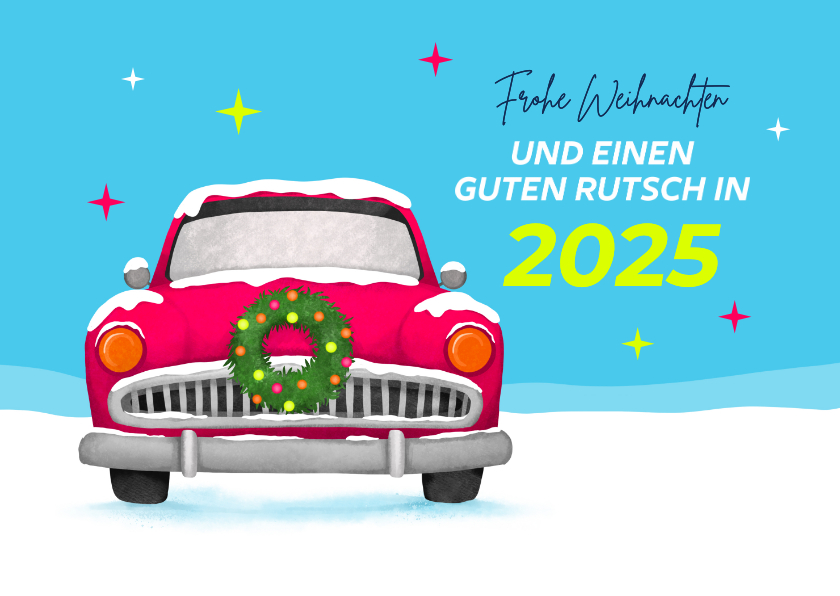 Weihnachtskarten - Weihnachtskarte Oldtimer 'Guten Rutsch' Allianz Direct