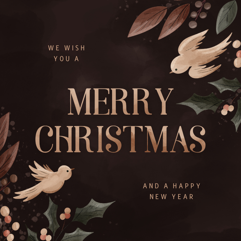 Weihnachtskarten - Weihnachtskarte Vögel und Zweige