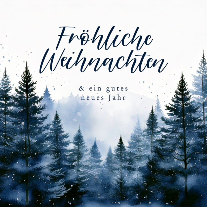 Weihnachtskarten - Winterlandschaft Weihnachtskarte blaue Tannenbäume